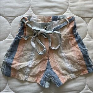 Primark High Waist Striped Shorts - Blue, Pink, White